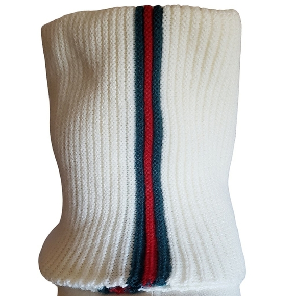 Ivory Striped Knit Infinity Neck Warmer Luxury Look Boho Scarf Trendy Unisex New - Picture 3 of 8